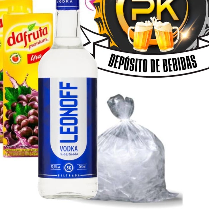 Leonoff 900ml + 2 sucos + 1 saquinho de gelo filtrado
