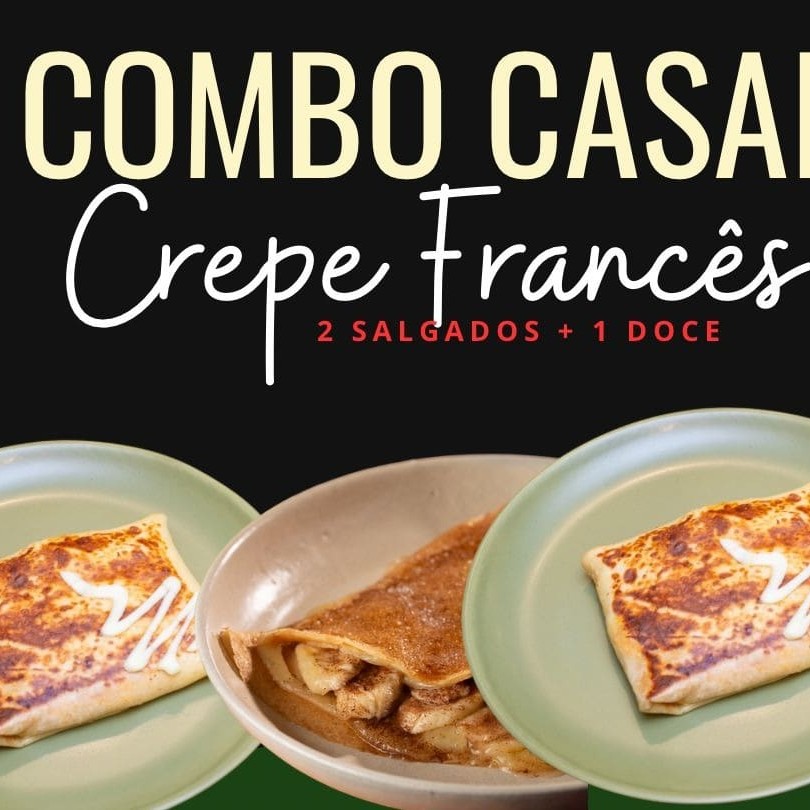 Escolha 2 sabores de crepe salgado + 1 crepe doce