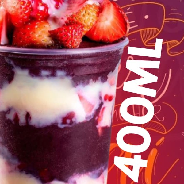 Delicioso açaí super cremoso e saboroso, escolha seus complementos e acréscimos e se delicie neste sabor. ( peça a fruta fatiada de seu gosto, uma experiência incrível )