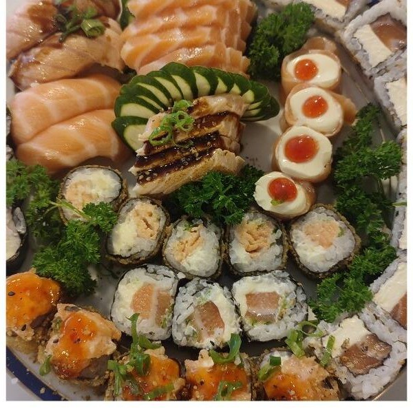 5 sashim de salmão 5 sashim Roast de salmão 3 Sushi de salmão 3 Sushi Roast de salmão 2 Sushi trufado 2 Sushi salmão skin 4 Filadélfia roll 10 hot Filadélfia 10 hot especial