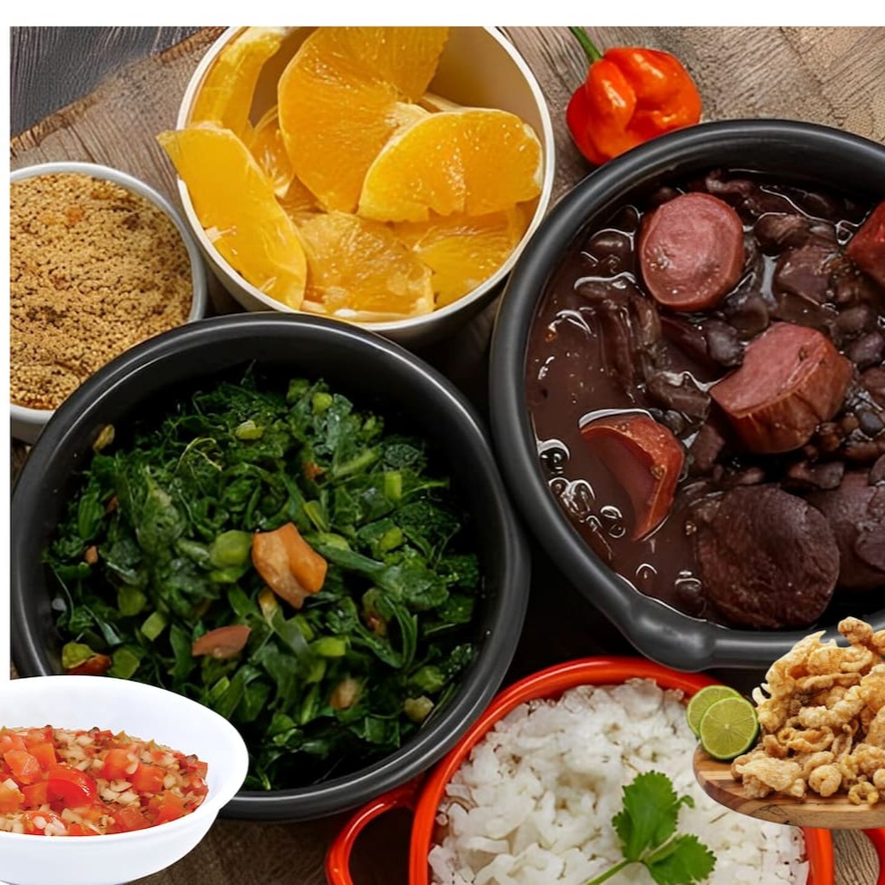 Vai receber amigos ou familiares, uma festinha, batizado? Muita fome e quer fartura? Então esse é o tamanho ideal para você. Chega em casa prontinha pra servir. Tudo em embalagens separadas. ** usamos defumados artesanais, que têm sabor incomparável e não contêm aditivos químicos. 3600g de feijoada arroz, farofa, couve refogada, torresmo, laranja, vinagrete, torresmo e molho de pimenta. Serve 7 a 8 pessoas.