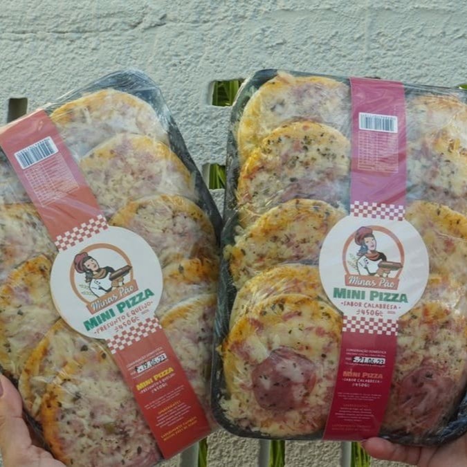 Sabor presunto e queijo  10 mini pizzas  Minas Pão