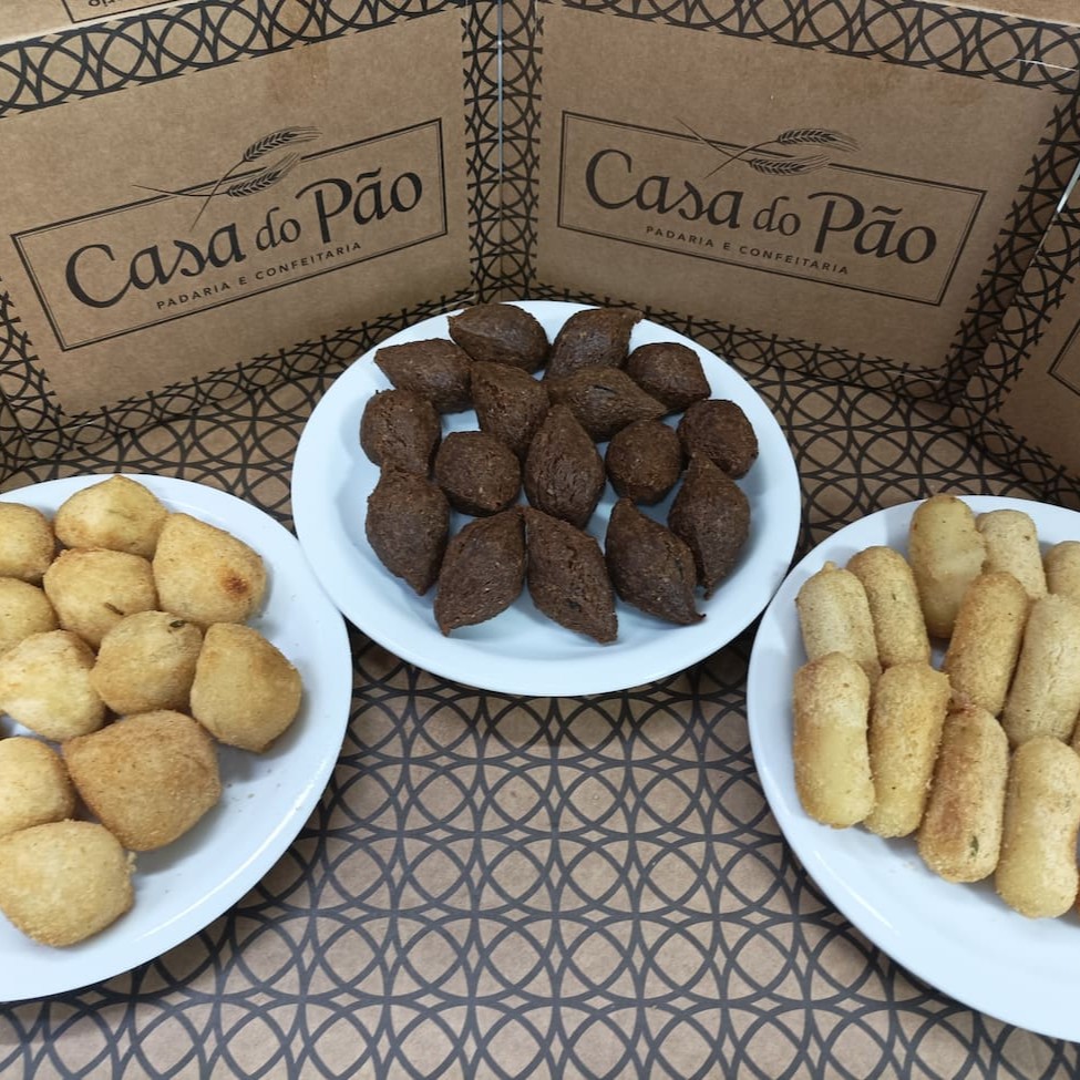 Sabores: Coxinha / Bolinha de Queijo / Quibe / Camarão