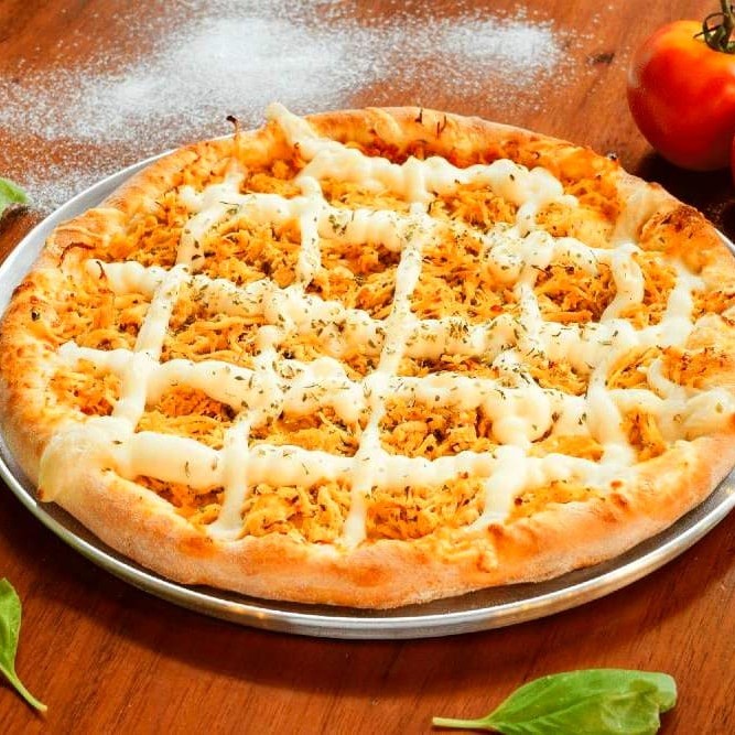 Frango desfiado temeperado e coberto com Catupiry