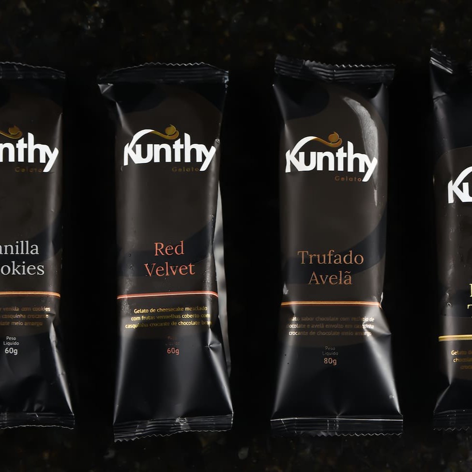 Irresistíveis picolés trufados Kunthy Gelato.