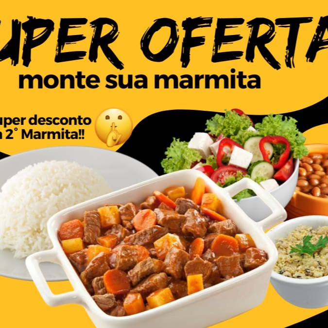 Já acompanha: Arroz branco soltinho e feijão caseiro, que vêm juntos para garantir o sabor e a praticidade. Você escolhe 2 proteínas, 2 acompanhamentos frescos e 2 saladas do Dia, criando a combinação perfeita para uma refeição completa e personalizada. Obs: Oferta Secreta Aqui Em Baixo!