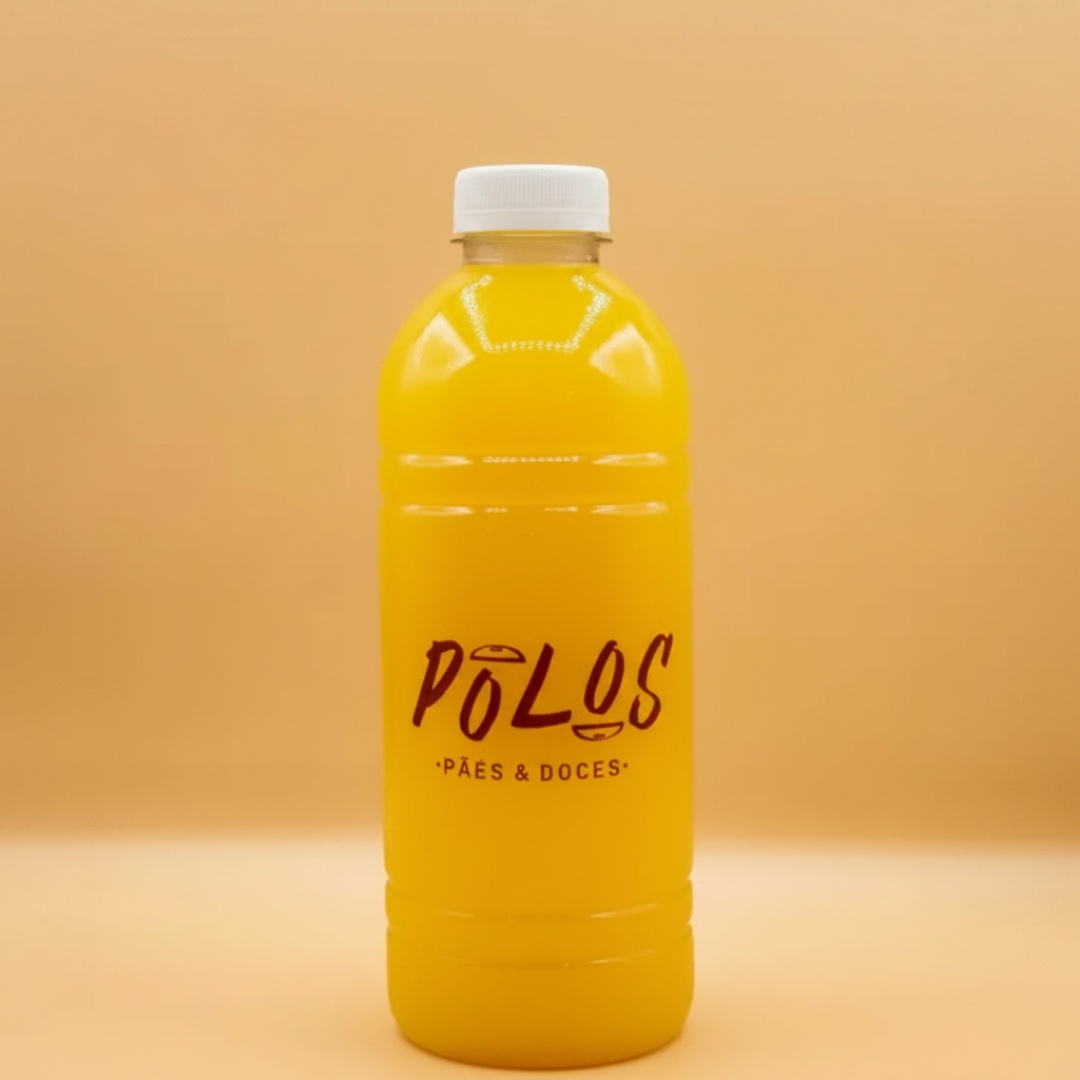 Suco natural de laranja. Especificar se é com ou sem açúcar e gelo (imagem ilustrativa do produto)