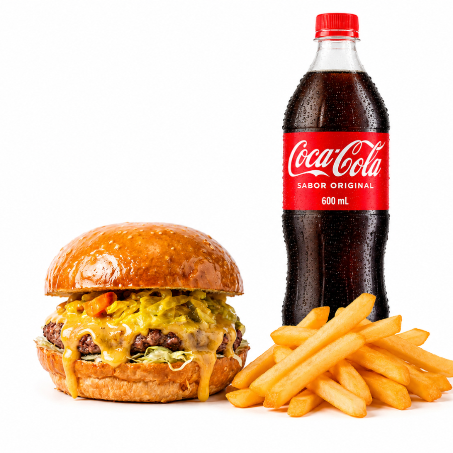 Combo 2. Es 1 clasica con queso, papas y refresco