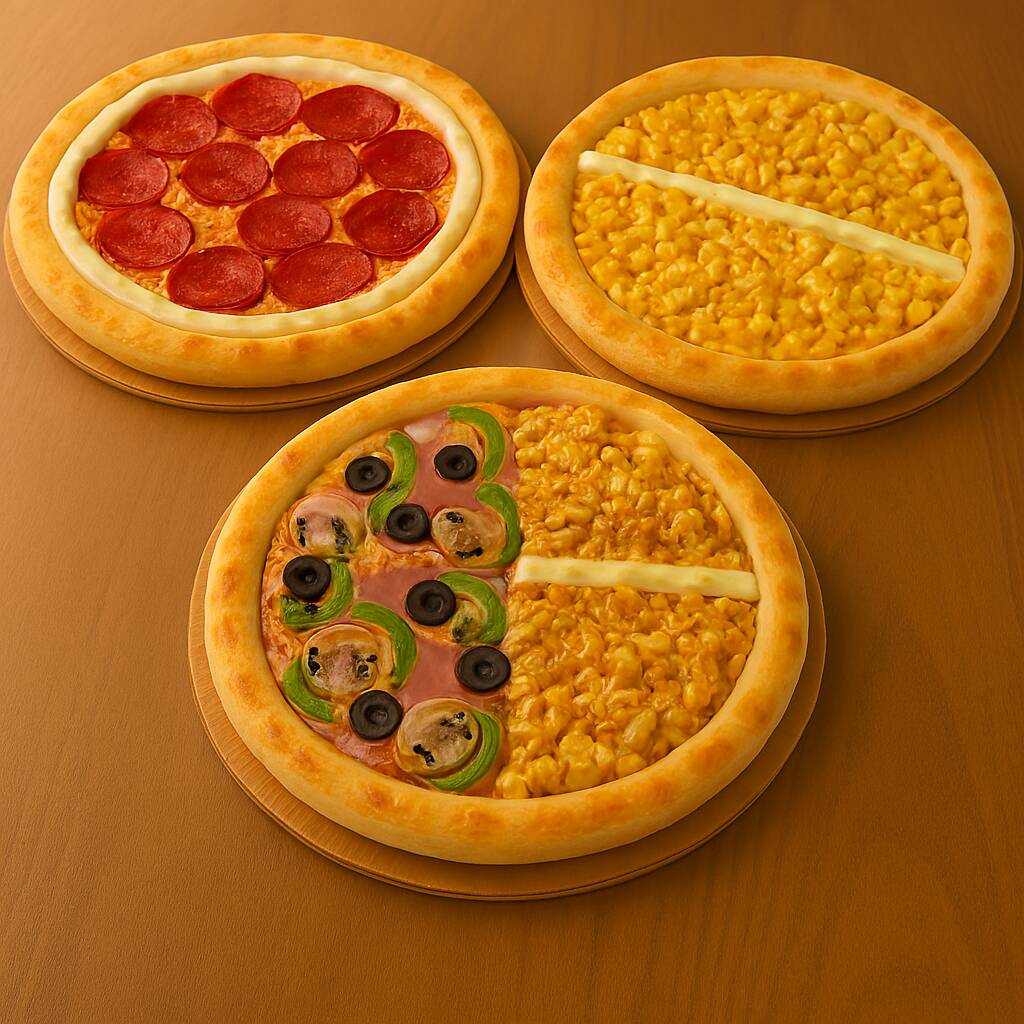Três pizzas grandes! Todos os sabores promocionais por $185