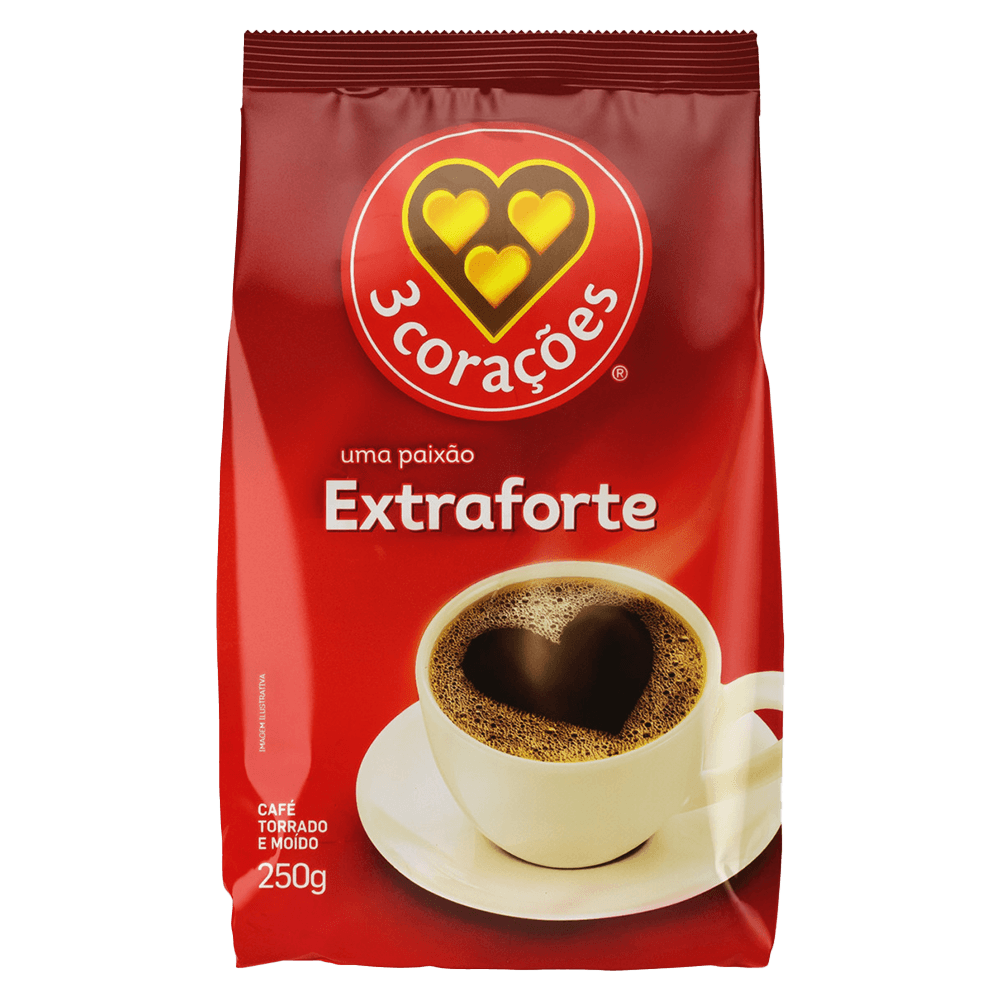 Café Torrado e Moído 3 Corações Extra Forte Pacote 250g