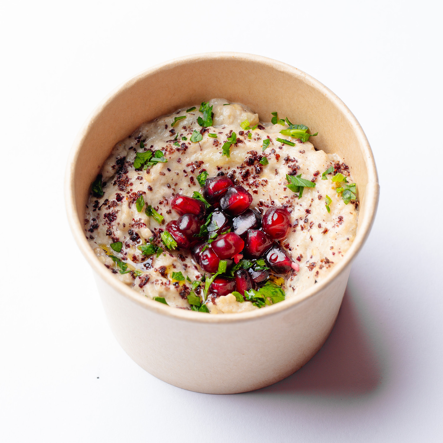 PASTA DE BERINJELA COM TAHINE, LIMÃO E ESPECIARIAS. VEGANO. CONTÉM OLEAGINOSAS.