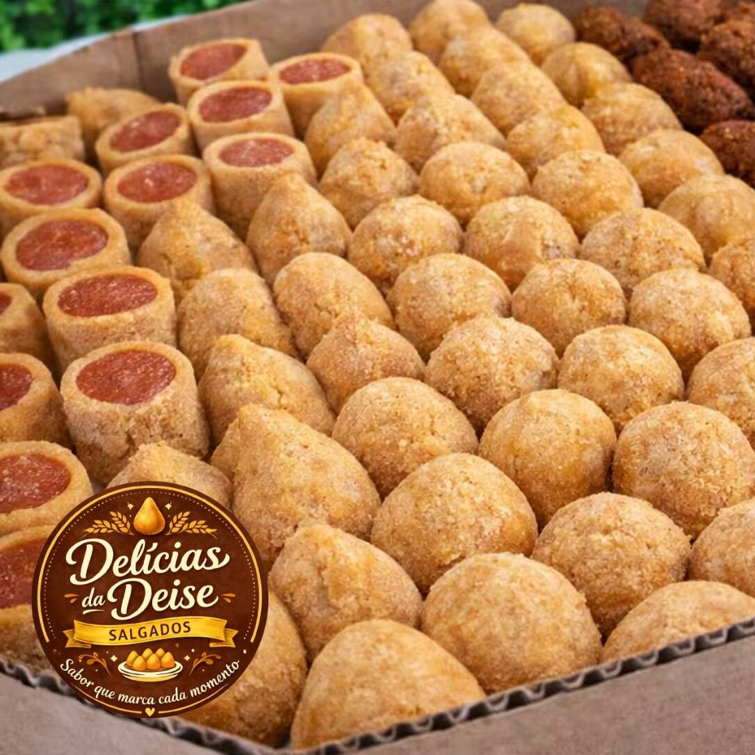25 coxinhas, 25 maravilhas e 25 quibes.
