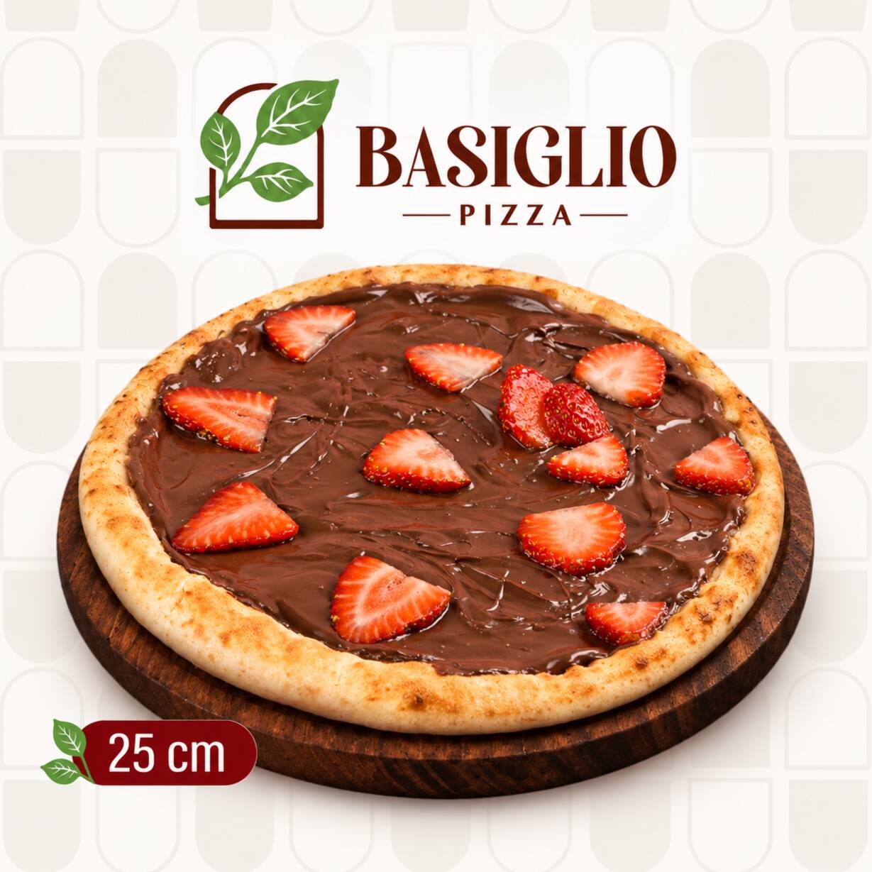 Pizza doce pequena (25cm, 6 fatias).