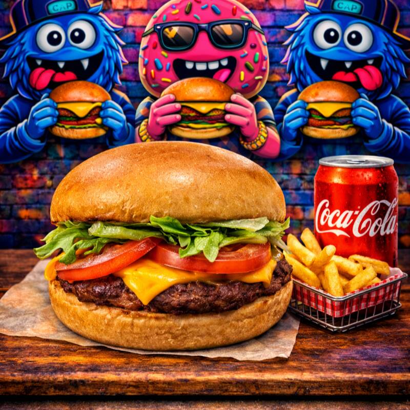 Pão brioche especial, alface americano, tomate fatiado, maionese da casa, 1 hamburguer 120g grelhado na churrasqueira, queijo cheddar.