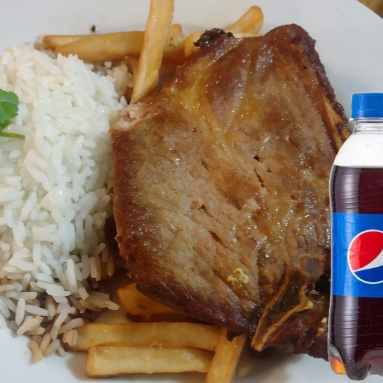 Chuleta fritas + Papas fritas + Pepsi 355 ml