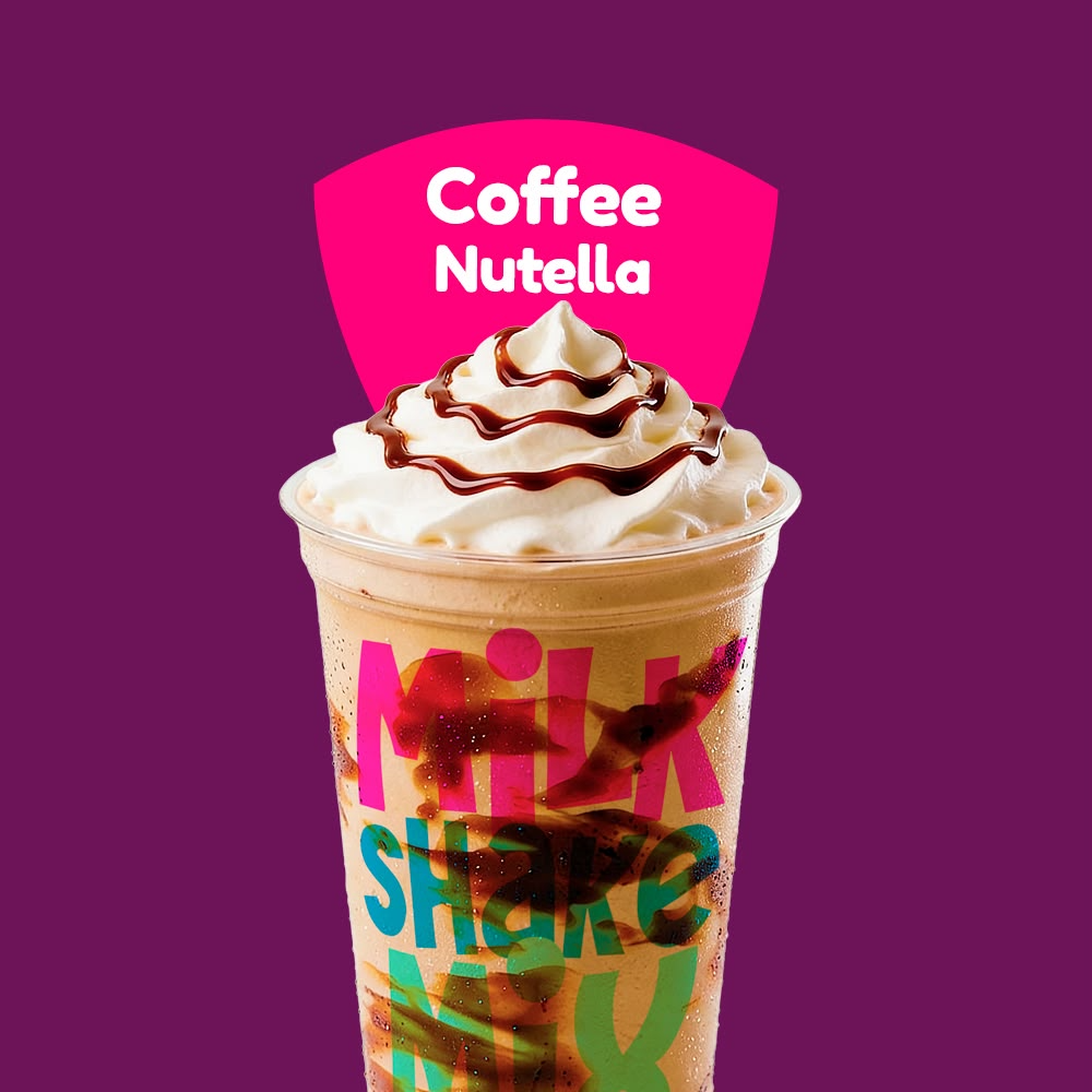 O sabor que une duas paixões! Um delicioso milk-shake de café com sorvete de baunilha e Nutella, finalizado com chantilly e um toque extra de Nutella. Cremoso, intenso e irresistível do primeiro ao último gole.