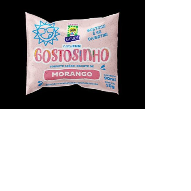 Sorvete cremoso sabor morango.