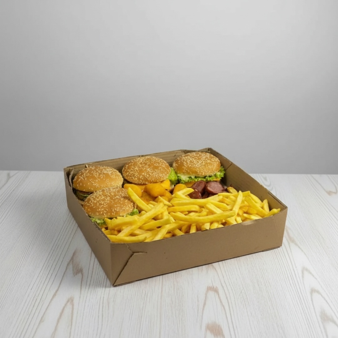 04 x tudo + 500 GR batata + 8 salgados ou nuggets + calabresa