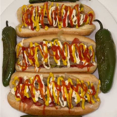 orden 3 hot dog con tocino