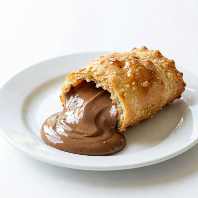 Uma casquinha dourada e crocante, que envolve um recheio cremoso e aveludado de creme de avelã, combinando sabor e textura de forma única. Um pastel que encanta tanto pelo sabor suave e marcante, quanto pela textura irresistivelmente aveludada.