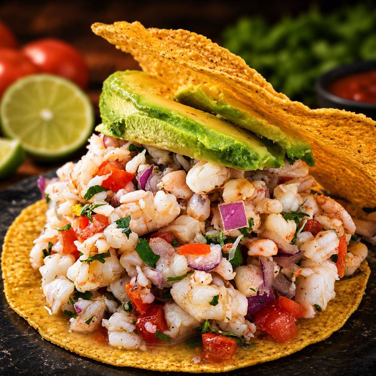 TOSTADA DE CEVICHE DE CAMARON