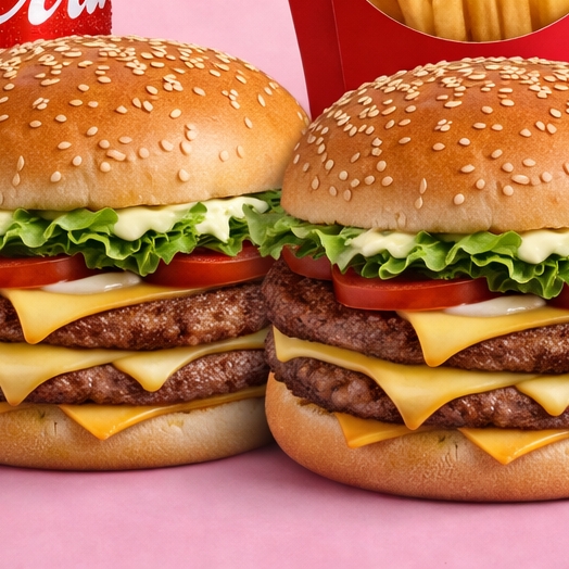 Pão de hamburguer, hamburguer 56g, queijo, presunto, tomate, alface e maionese caseira.