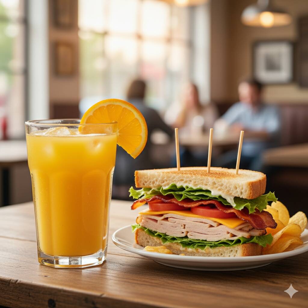 Combo de Sándwich Americano y Jugo de Naranja