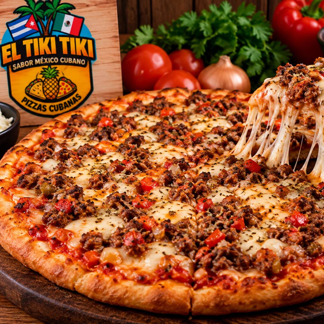 Pizza Cubana de Picadillo y Queso