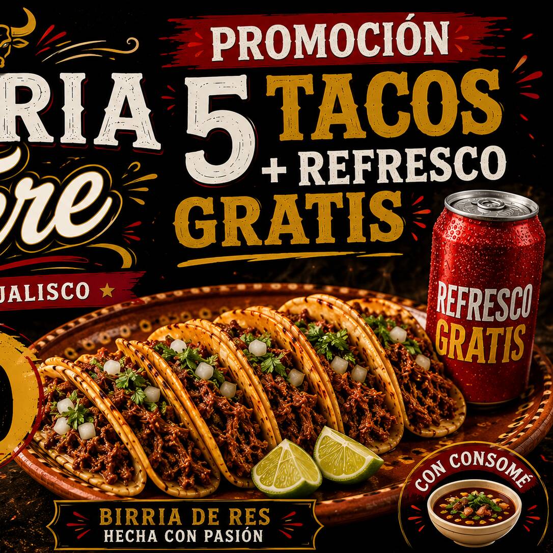 TACOS DE BIRRIA DE RES + REFRESCO