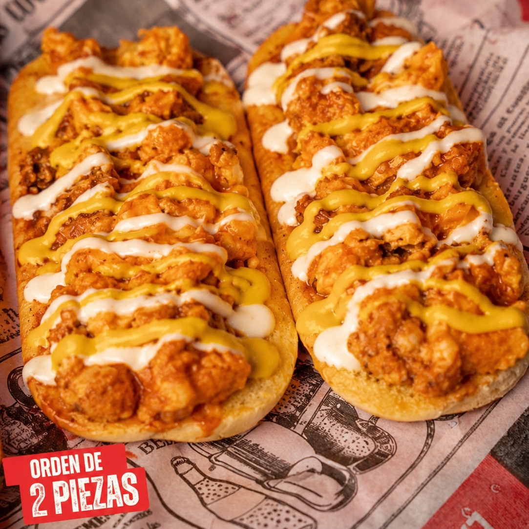 Hot dog pollo loco con papas