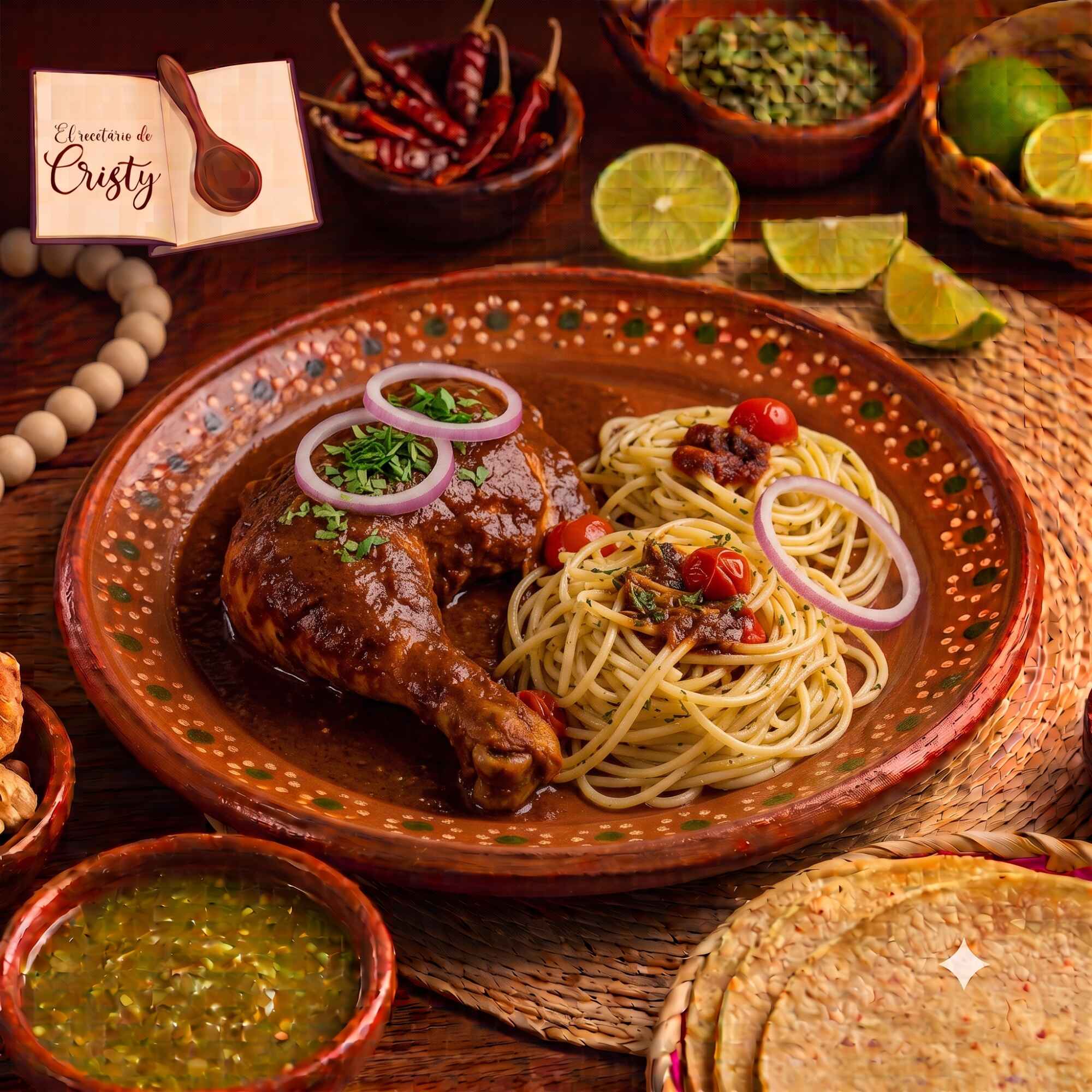 Pollo en Barbacoa con Espaguetti