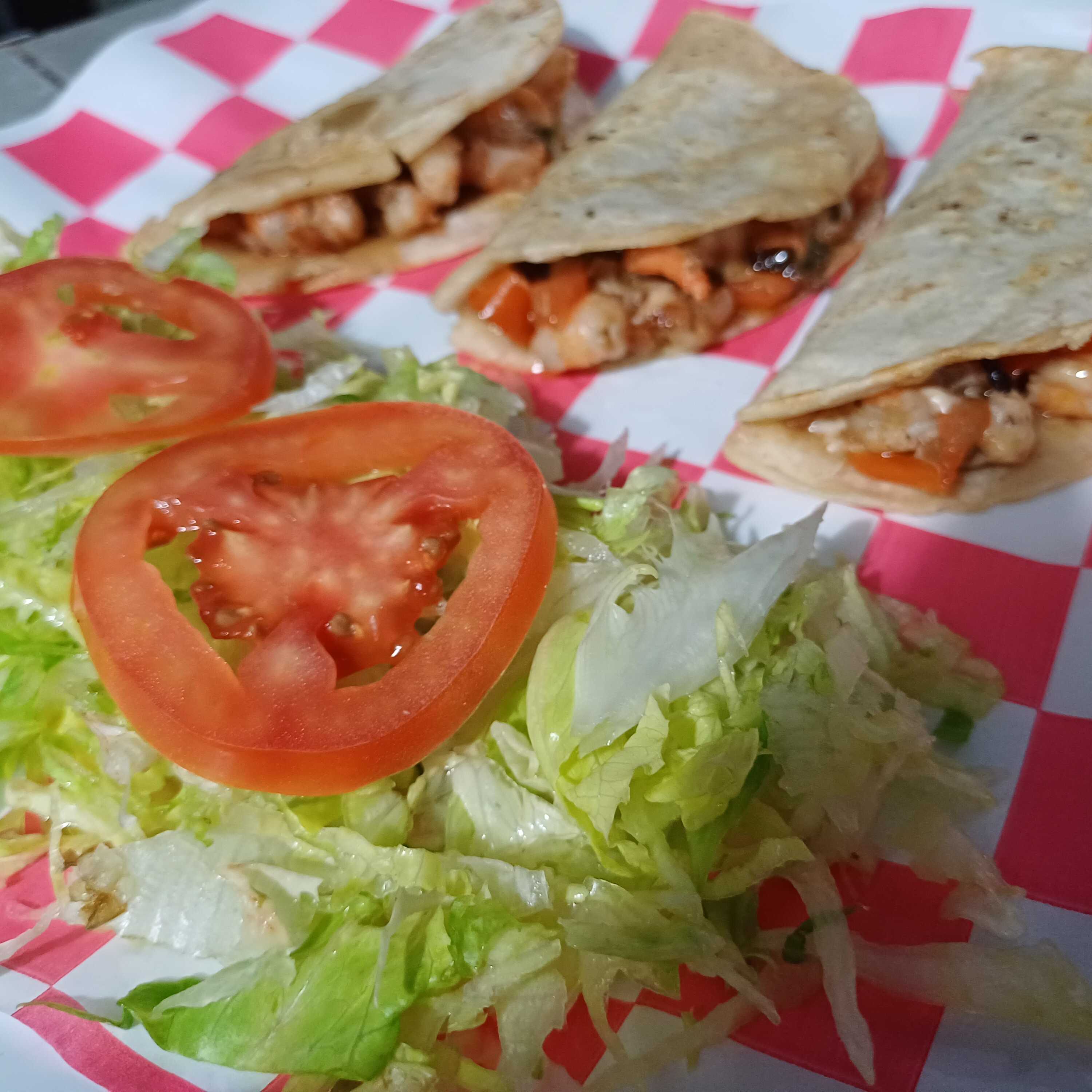 #3 (2) Tacos de Camarón y Media Sopa de Mariscos