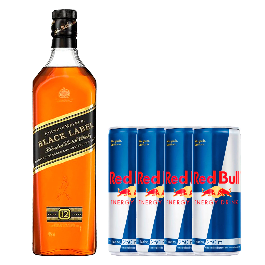 Combo de Black Label. Acompanha 4 gelo saborizado, 4 RedBull, 4 Copo 700ml.