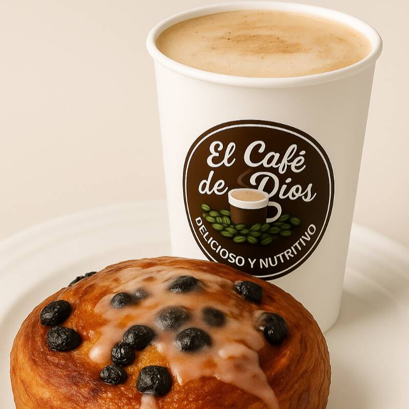 Rol Glaseado con Pasas y Frutos Secos + Café