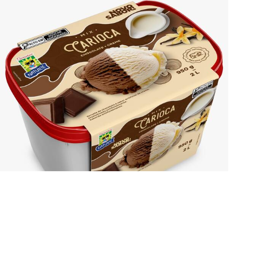 Sorvete de massa sabor chocolate e creme.