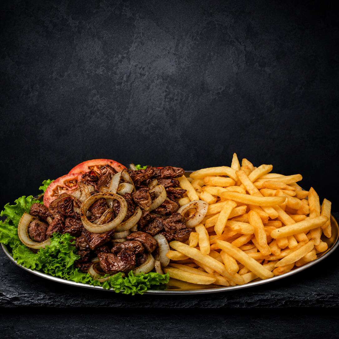 400g de contra filé e 500g de batata frita