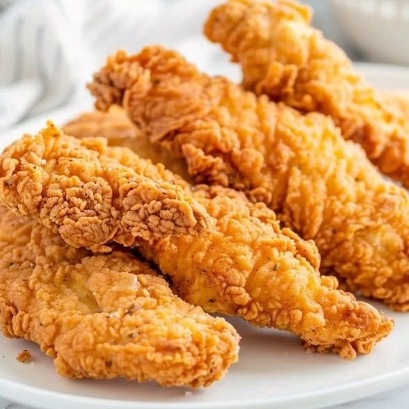 Tiras de Pollo Empanizadas con Papas