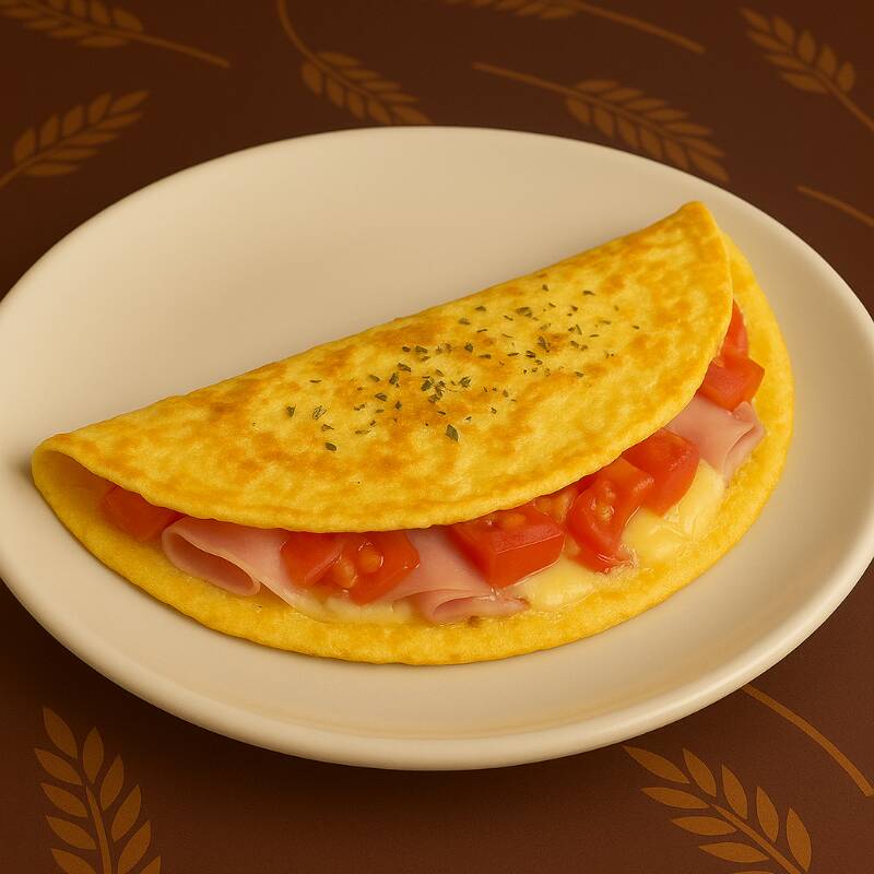 Leve, saborosa e feita na hora! Nossa omelete combina queijo derretido, presunto suculento e tomatinhos frescos, finalizada com um toque especial de orégano. Uma opção nutritiva e deliciosa para começar bem o dia ou matar a fome a qualquer hora. 😋✨