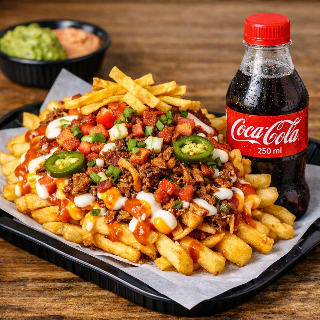 SALCHIPAPAS EXPLOSIVAS + REFRESCO DE 250 ML