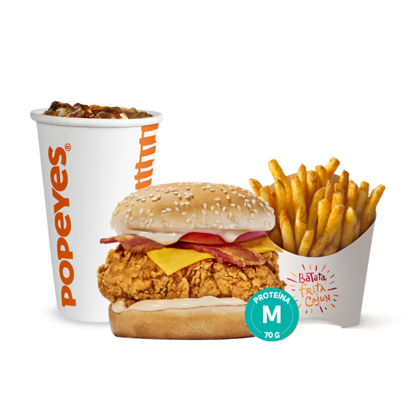 1 Clássico Bacon + 1 Batata Frita Cajun (M) + 1 Bebida