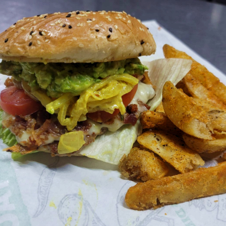 Hamburguesa Guacamole con Papas Gajo