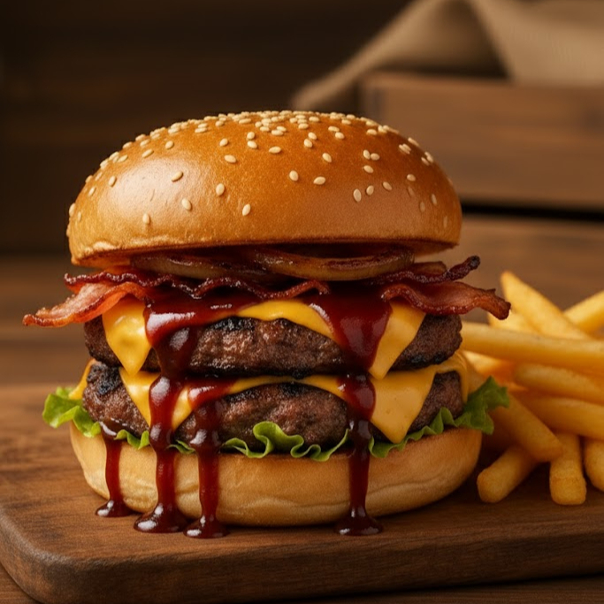 HAMBURGUESA DOBLE CARNE BBQ