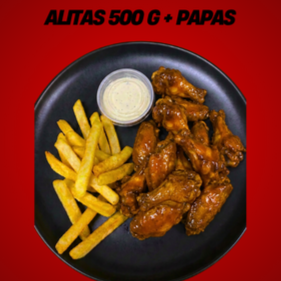 Alitas 500 Gr + 1 Salsa + Ranch + Papas