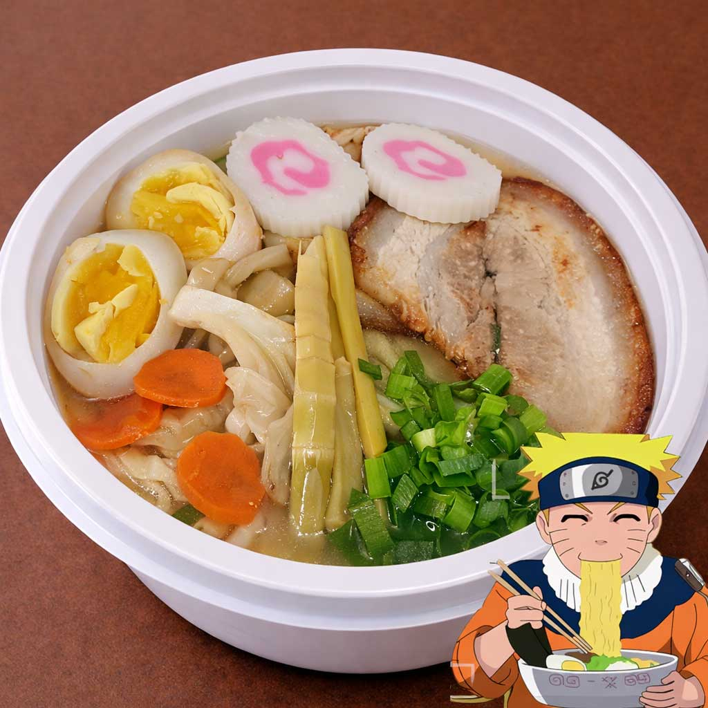 Misso lamen naruto vai ovo com gema cremosa, legumes refogados e 2 fatias de naruto e broto de bambu. O caldo vai em uma embalagem separada para conservar a qualidade dos ingredientes, principalmente a massa do lamen. (imagem ilustrativa) Nosso misso lamen é preparado com o caldo de galinha de produção própria que leva mais de 6 horas para ficar pronto. Também na pasta de misso são acrescentados mais 10 temperos japoneses e orientais para acrescentar mais sabor ao caldo. A massa utilizada tem 30cm de comprimento seguindo a tradição dos melhores lamenyas do Japão, inclusive com farinha de trigo importada. O resultado é um lamen preparado com muito cuidado e carinho e com sabor que irá surpreender.