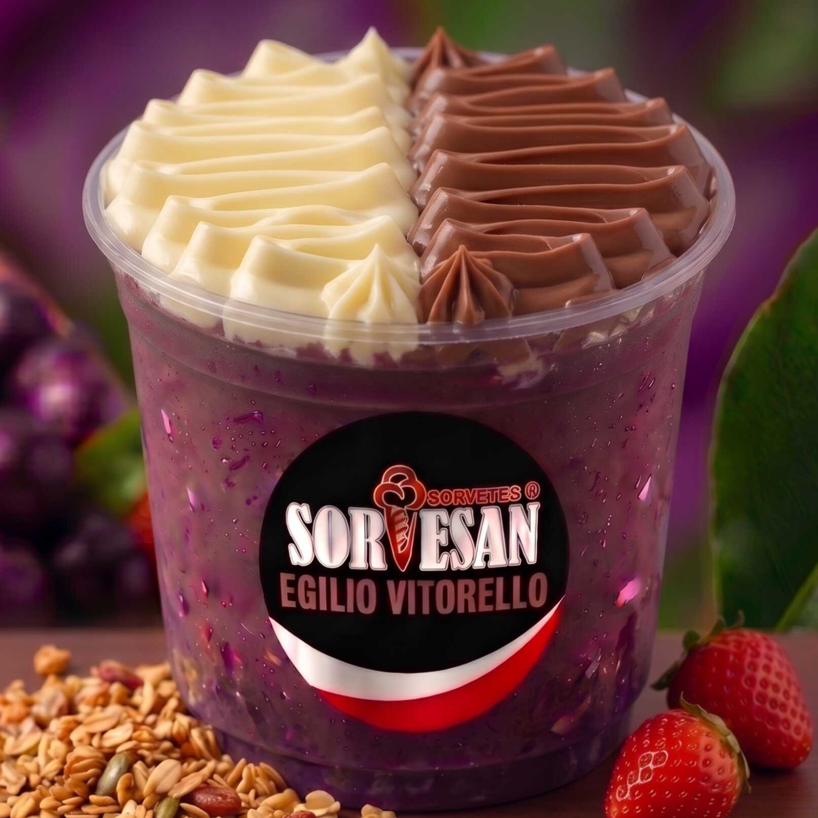 O açaí mais cremoso da região com os melhores acompanhamentos!
Complementos em cima do Pote.
Imagem meramente ilustrativa.