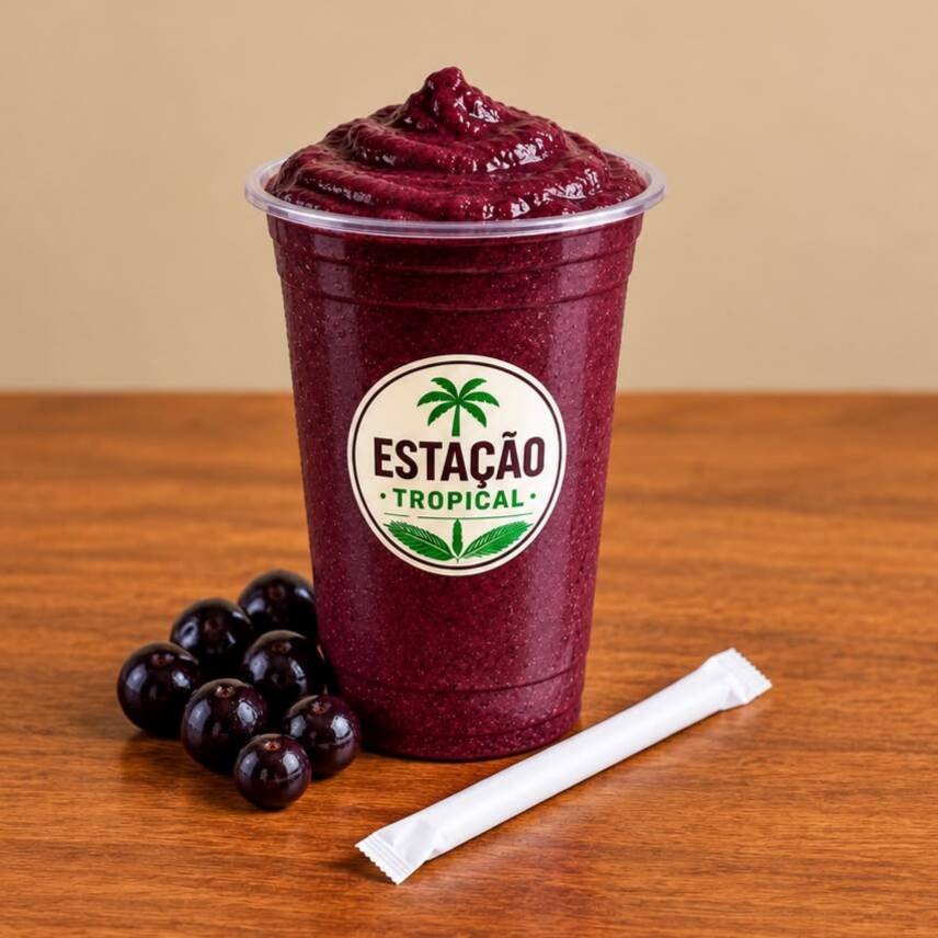 Produto igual da foto. Açaí Cremoso batido com Leite, Leite Condensado Itambé e Leite em Pó Itambé.