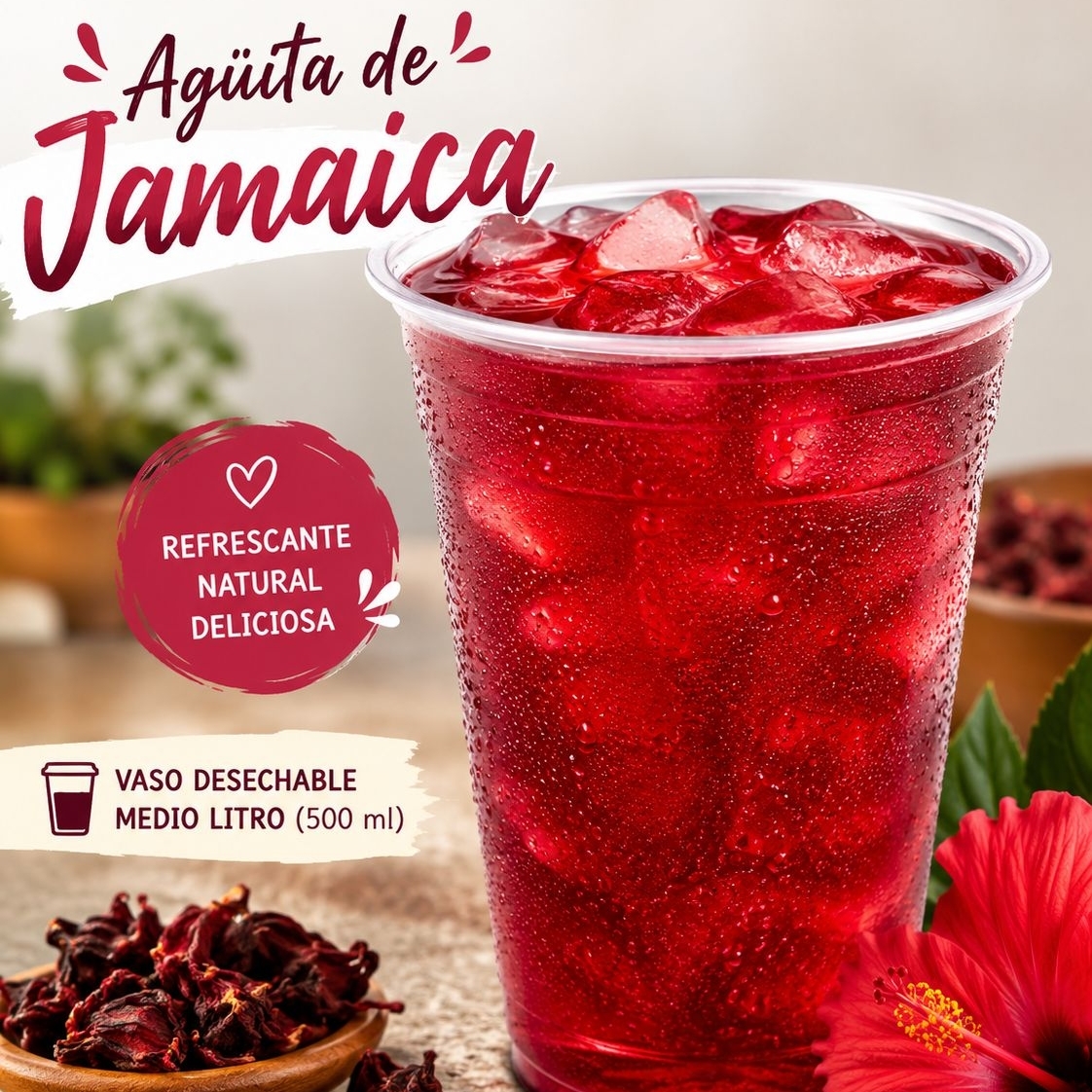 Agua de Jamaica ½ litro