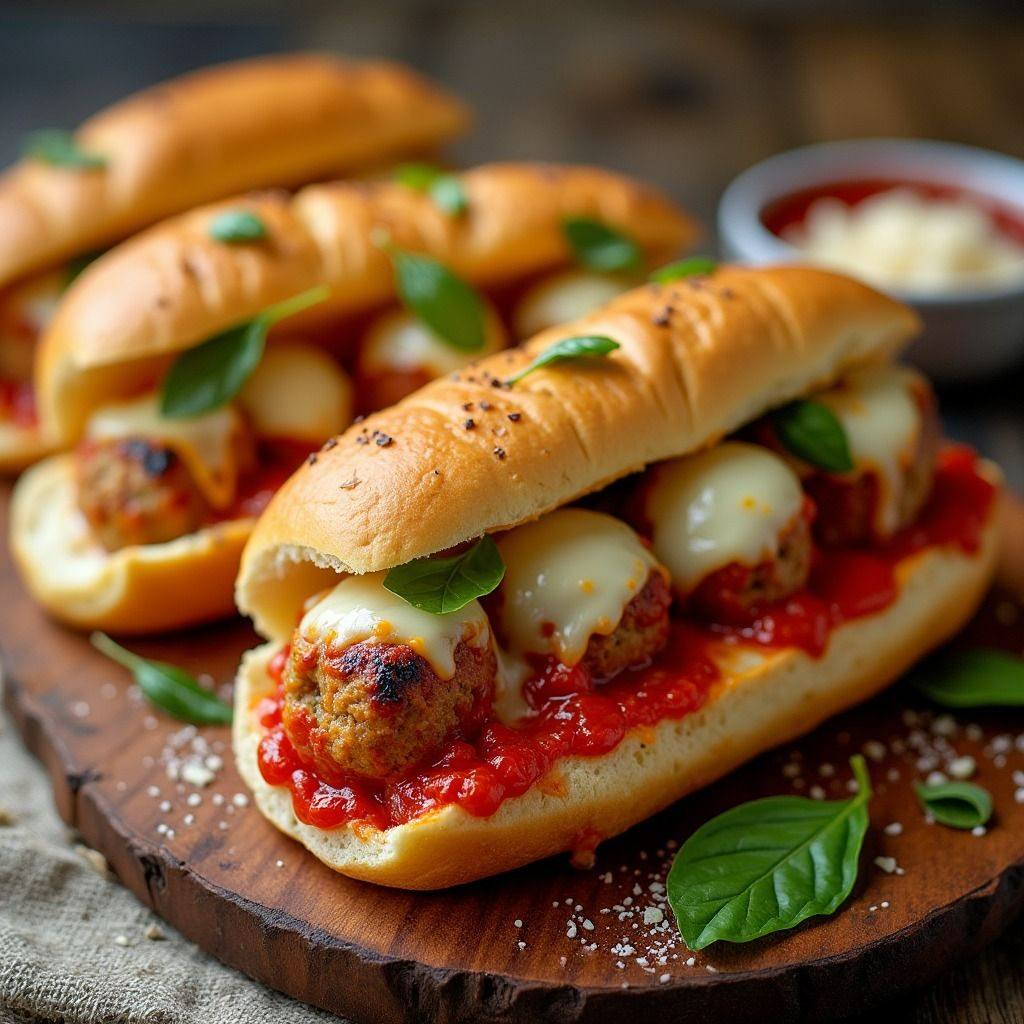 Baguette de Albondigas italianas con papas