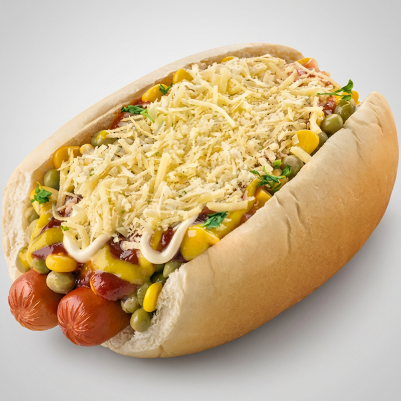 1 hot dog especial com 2 salsichas