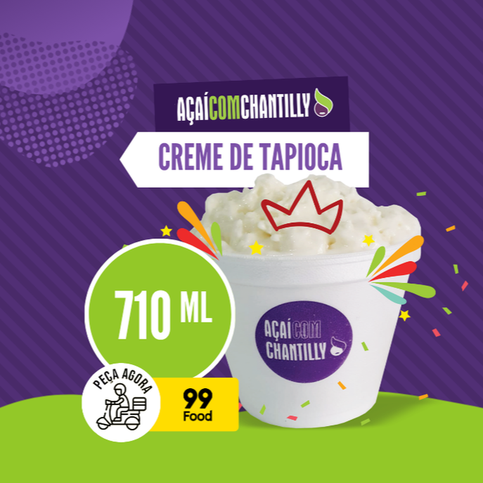 Pote com 710ml de creme de tapioca  batido com farinha de tapioca, coco e leite !